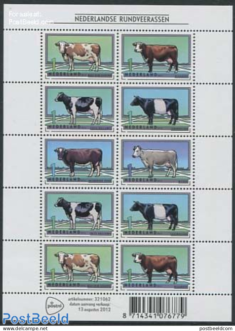 Netherlands 2012 Cows M/s, Mint NH, Nature - Animals (others & Mixed) - Cattle - Unused Stamps