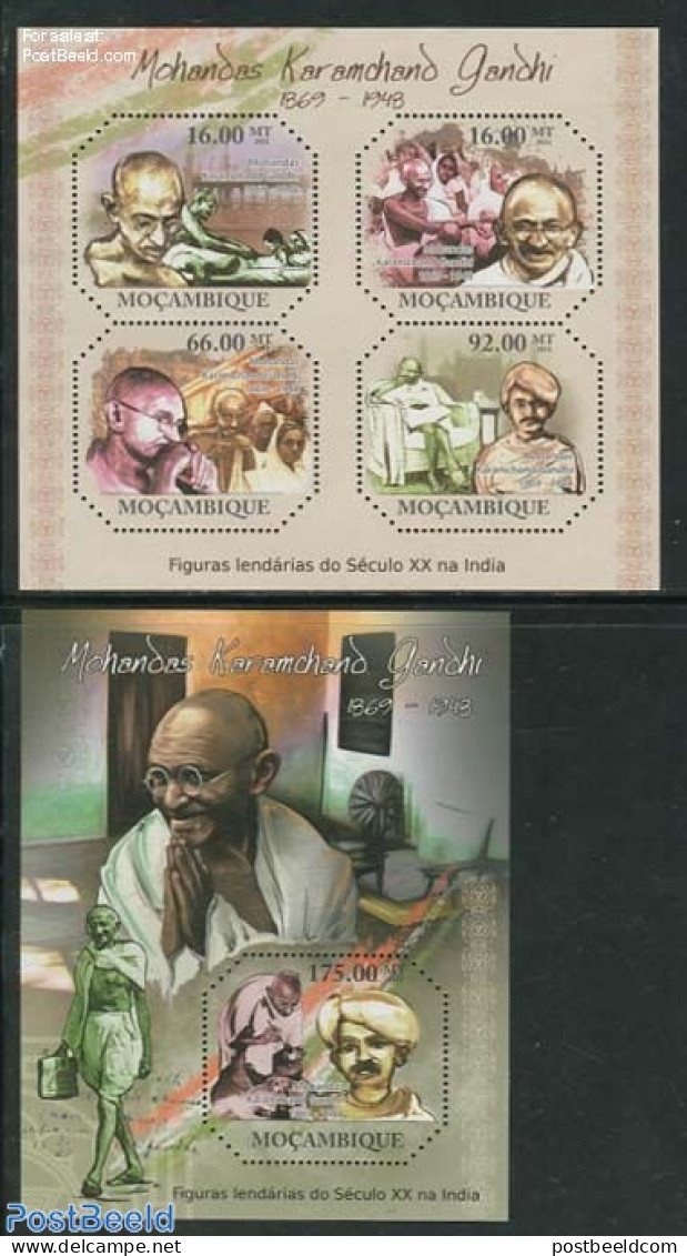 Mozambique 2011 M. Gandhi 2 S/s, Mint NH, History - Gandhi - Mahatma Gandhi