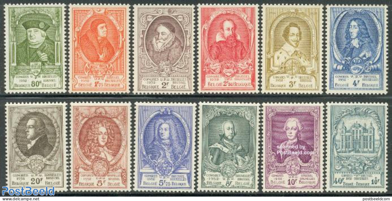 Belgium 1952 UPU Congress 12v, Mint NH, U.P.U. - Unused Stamps