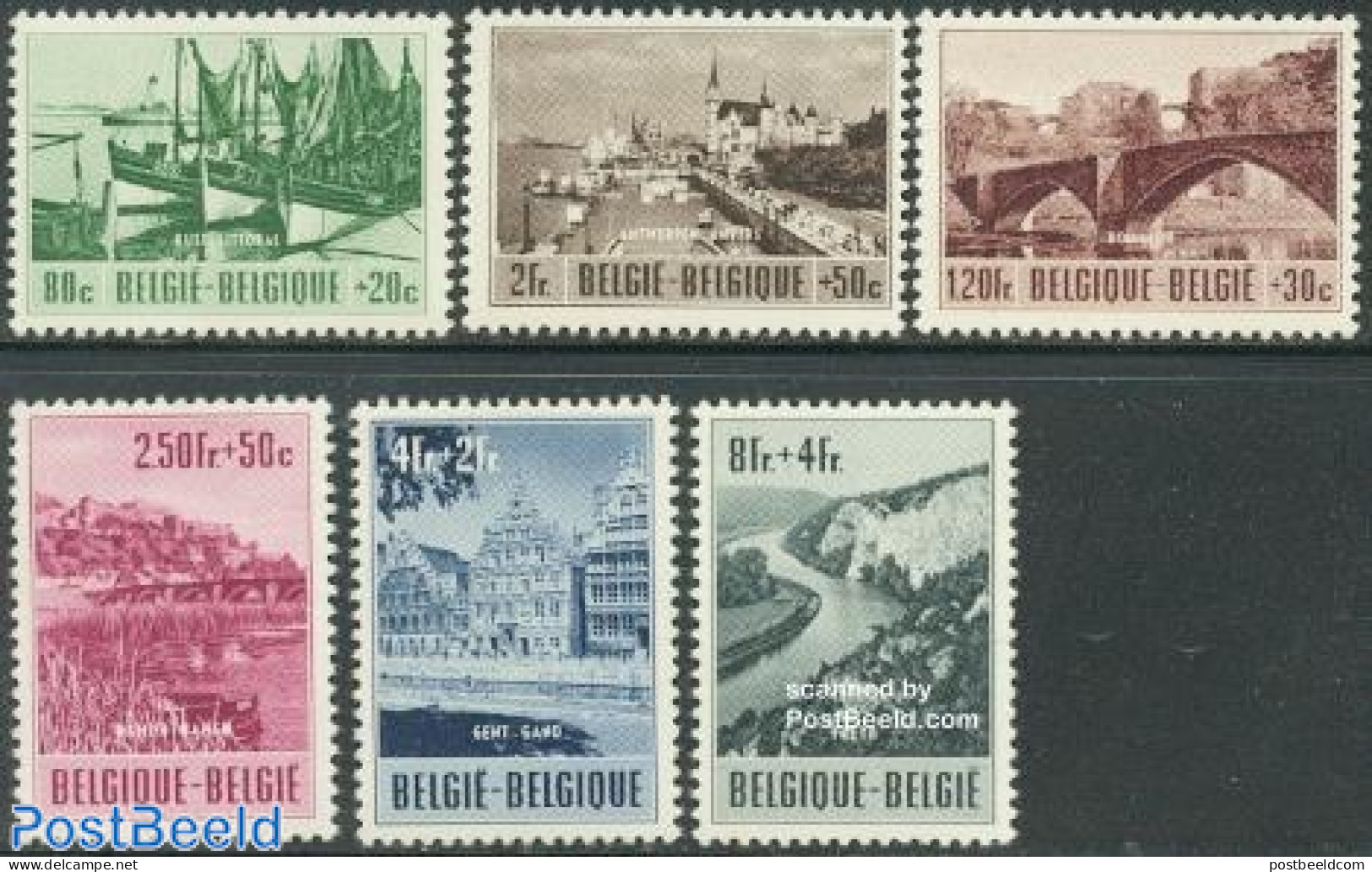 Belgium 1953 Tourism 6v, Mint NH, Transport - Various - Automobiles - Ships And Boats - Tourism - Art - Bridges And Tu.. - Unused Stamps