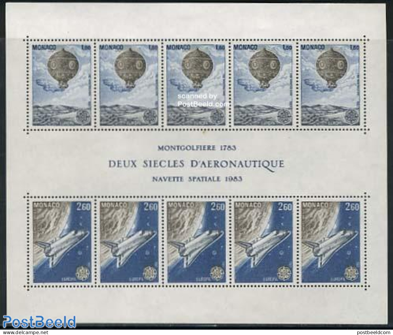 Monaco 1983 Europa S/s, Mint NH, History - Transport - Europa (cept) - Balloons - Space Exploration - Neufs