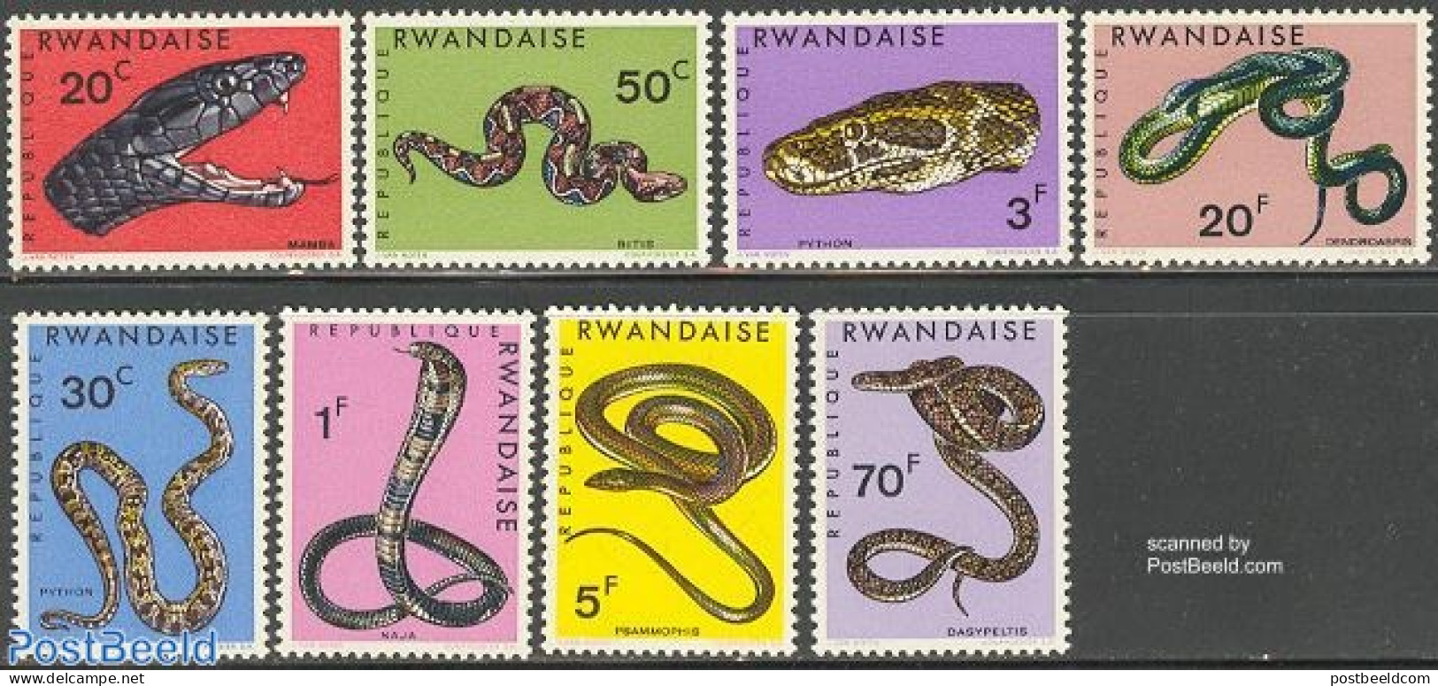 Rwanda 1967 Snakes 8v, Mint NH, Nature - Reptiles - Snakes - Autres & Non Classés