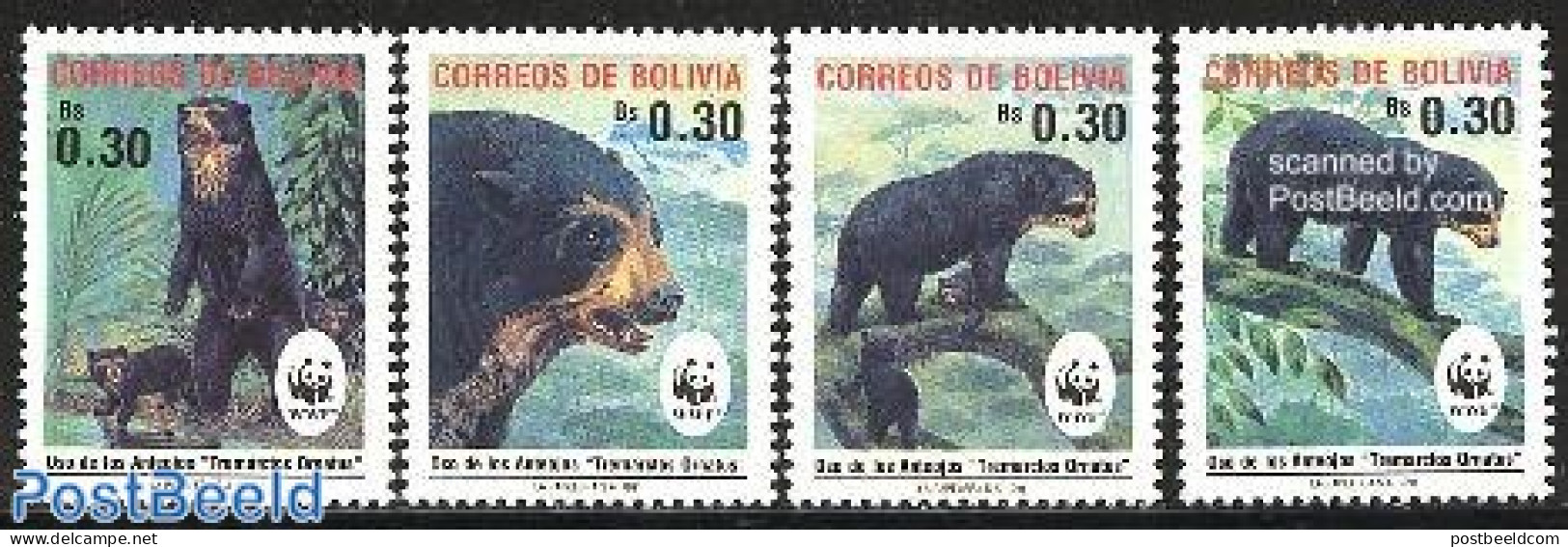 Bolivia 1991 WWF, Bears 4v, Mint NH, Nature - Bears - World Wildlife Fund (WWF) - Bolivie