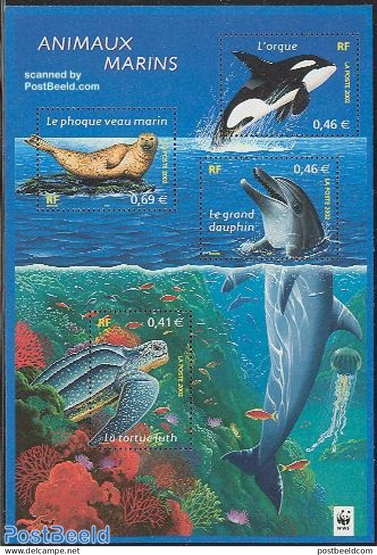 France 2002 WWF, Marine Life S/s, Mint NH, Nature - Fish - Sea Mammals - Turtles - World Wildlife Fund (WWF) - Ungebraucht