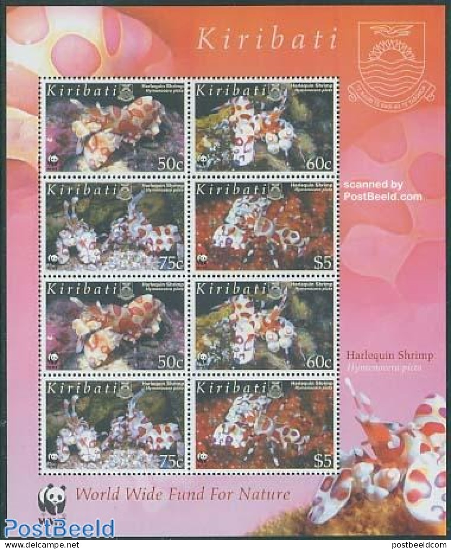 Kiribati 2005 WWF, Harlequin Shrimp 2x4v M/s, Mint NH, Nature - Shells & Crustaceans - World Wildlife Fund (WWF) - Vie Marine