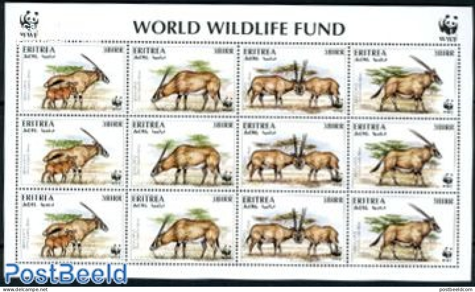 Eritrea 1996 WWF, Oryx M/s, Mint NH, Nature - Animals (others & Mixed) - World Wildlife Fund (WWF) - Erythrée