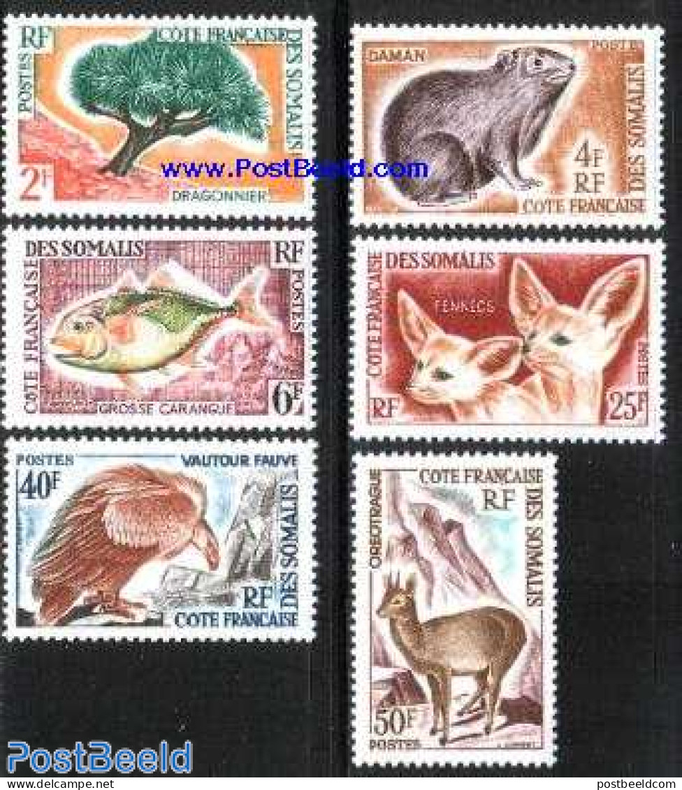 French Somalia 1962 Definitives 6v, Unused (hinged), Nature - Animals (others & Mixed) - Birds - Birds Of Prey - Fish .. - Fische