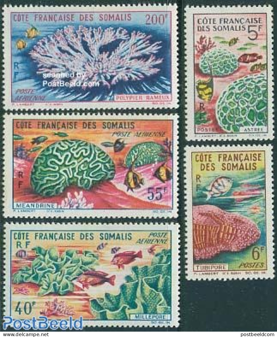 French Somalia 1963 Corals 5v, Unused (hinged), Nature - Fish - Poissons