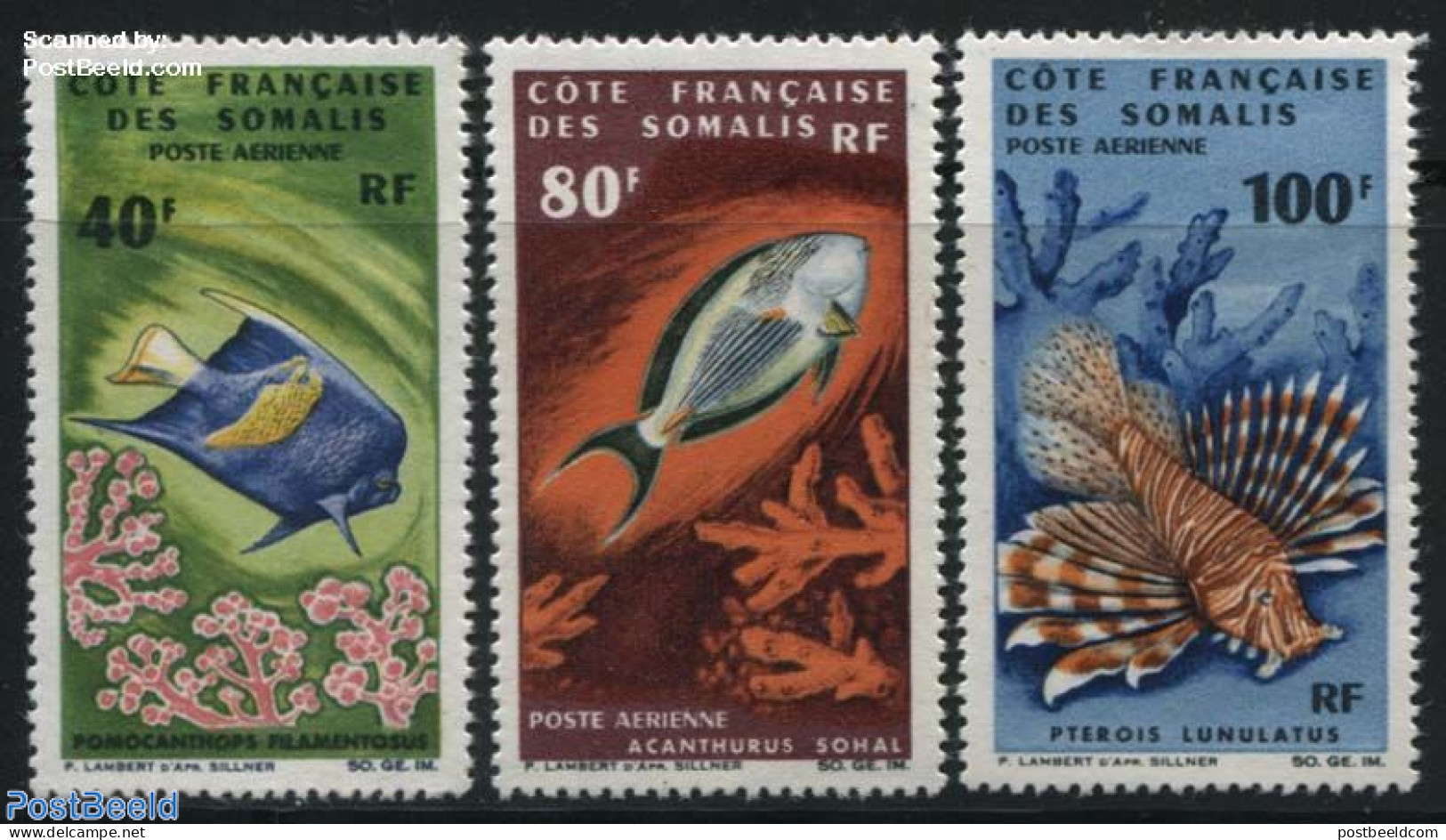 French Somalia 1966 Marine Life 3v, Mint NH, Nature - Fish - Poissons