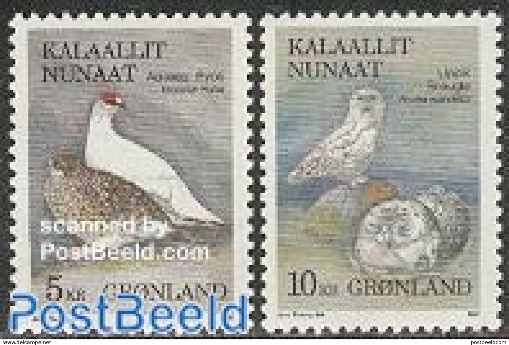 Greenland 1987 Birds 2v, Mint NH, Nature - Birds - Owls - Ungebraucht