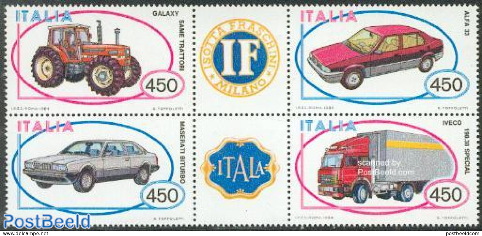 Italy 1984 Automobiles 4v+2tabs [++], Mint NH, Transport - Automobiles - Other & Unclassified