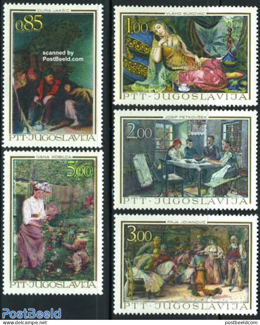 Yugoslavia 1967 Yugoslavian Art 5v, Mint NH, Nature - Animals (others & Mixed) - Poultry - Art - Fashion - Paintings - Unused Stamps