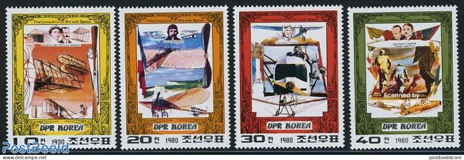 Korea, North 1980 Aviation Pioneers 4v, Mint NH, Transport - Aircraft & Aviation - Flugzeuge