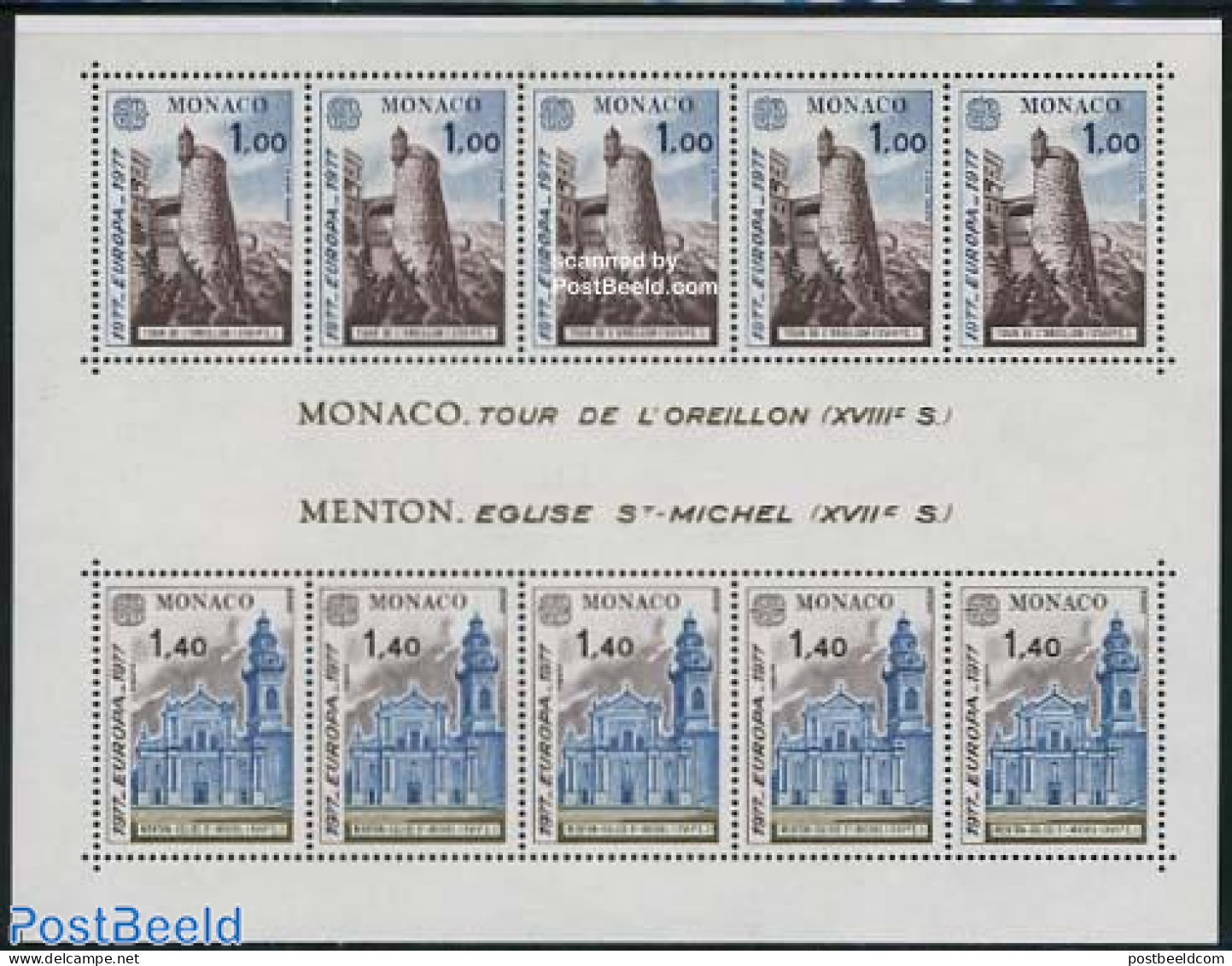 Monaco 1977 Europa S/s, Mint NH, History - Religion - Europa (cept) - Churches, Temples, Mosques, Synagogues - Art - C.. - Neufs
