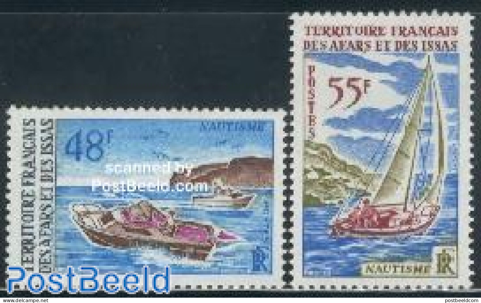 Afars And Issas 1970 Water Sports 2v, Mint NH, Sport - Transport - Sailing - Sport (other And Mixed) - Ships And Boats - Neufs