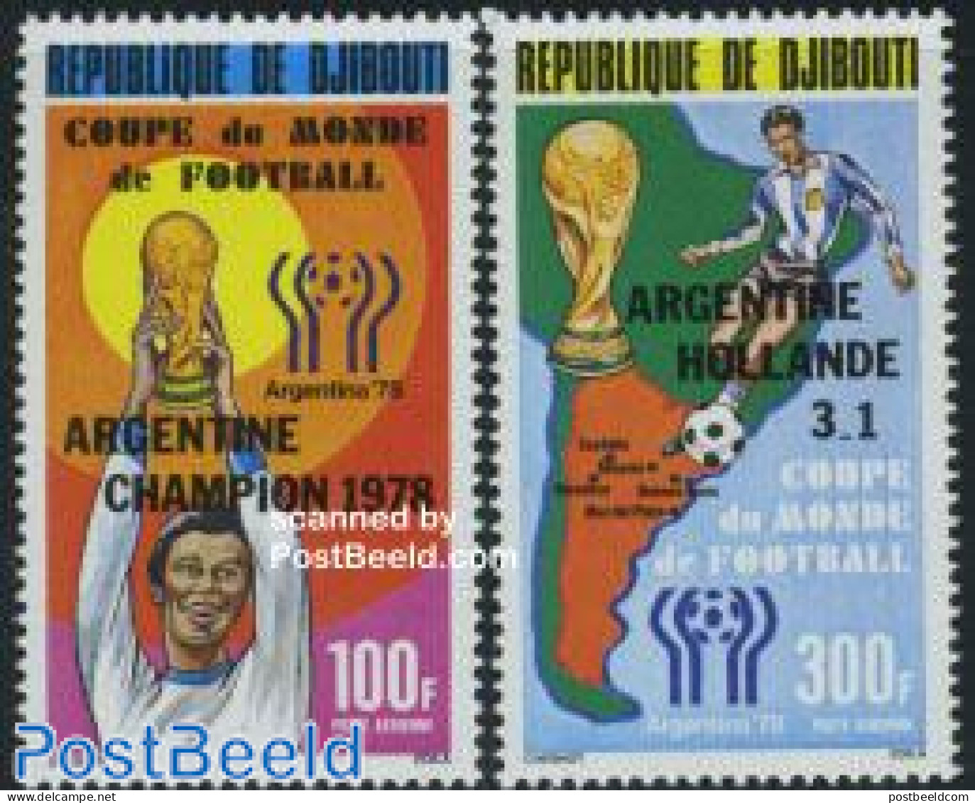 Djibouti 1978 Football Winners 2v, Mint NH, Sport - Various - Football - Sport (other And Mixed) - Maps - Géographie