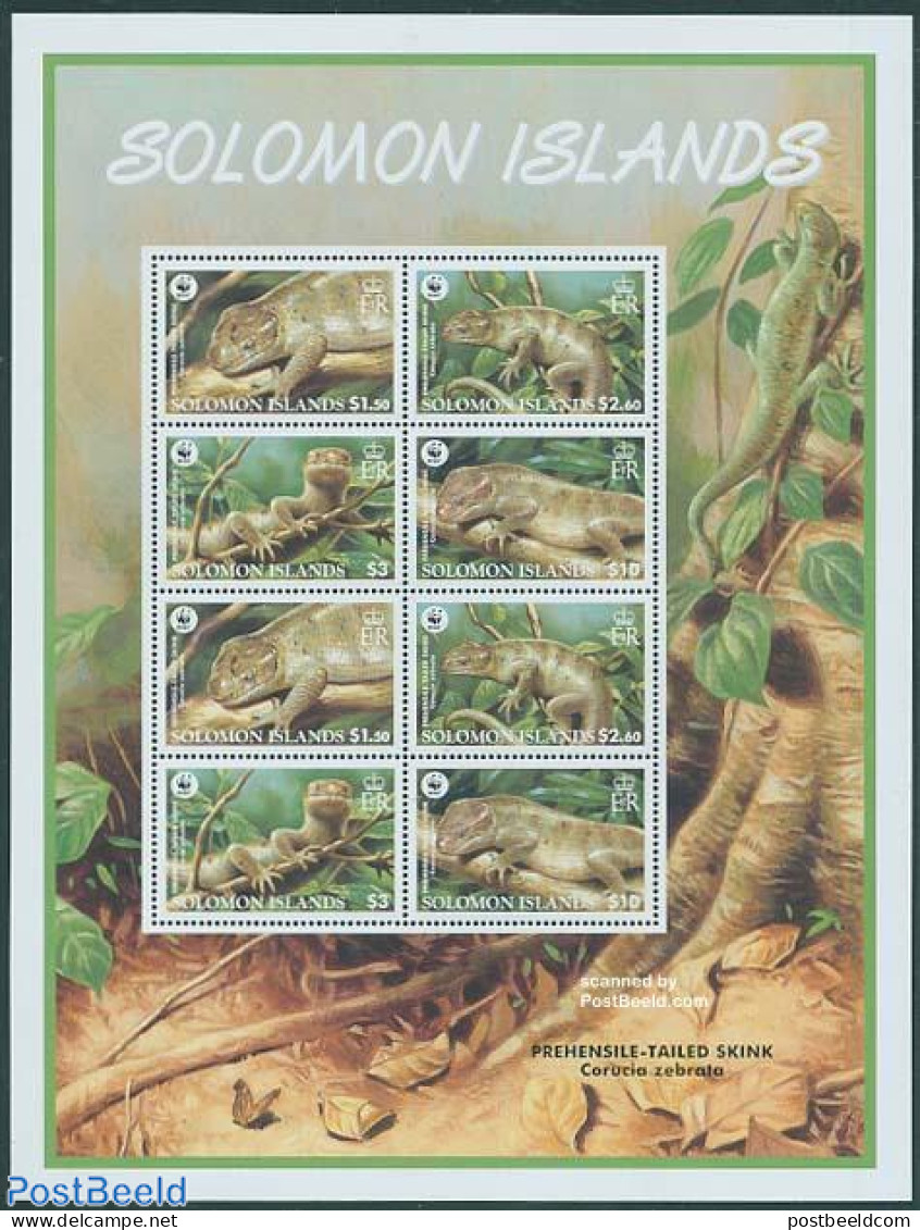 Solomon Islands 2005 Skink 2x4v M/s, Mint NH, Nature - Animals (others & Mixed) - Reptiles - World Wildlife Fund (WWF) - Salomon (Iles 1978-...)