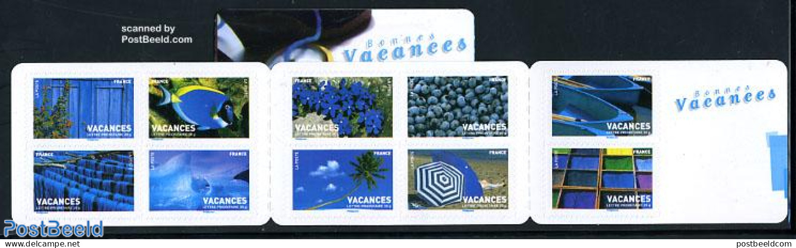 France 2007 Vacances Booklet With 10 S-a Stamps, Mint NH, Nature - Transport - Various - Fish - Flowers & Plants - Fru.. - Ongebruikt