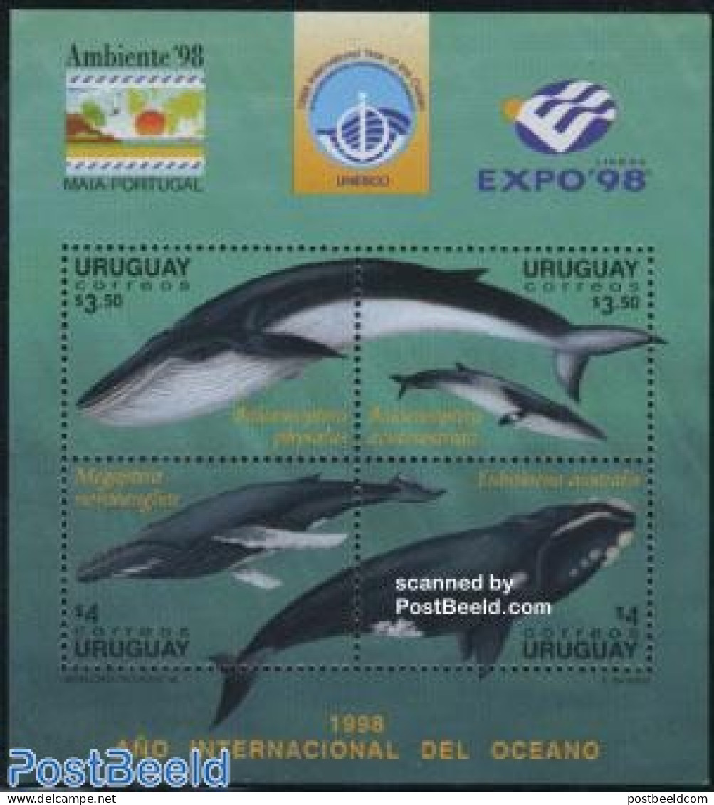 Uruguay 1998 Expo 98, Whales S/s, Mint NH, Nature - Animals (others & Mixed) - Sea Mammals - Uruguay