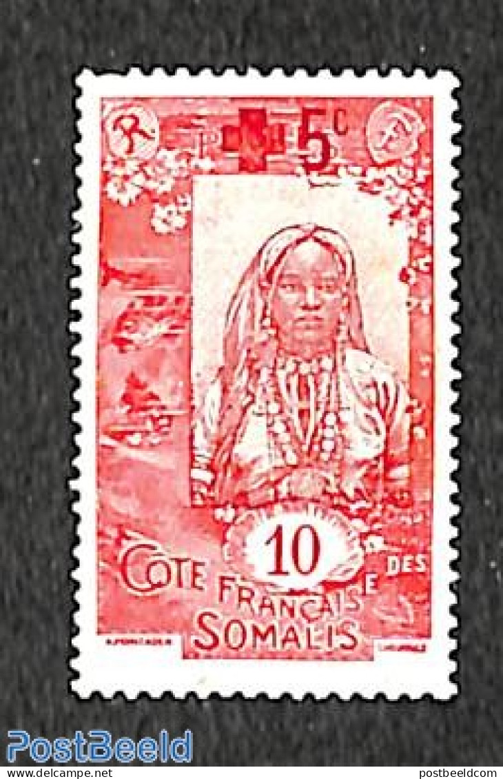 French Somalia 1915 Red Cross 1v, Unused (hinged), Health - History - Nature - Red Cross - Fish - Rode Kruis