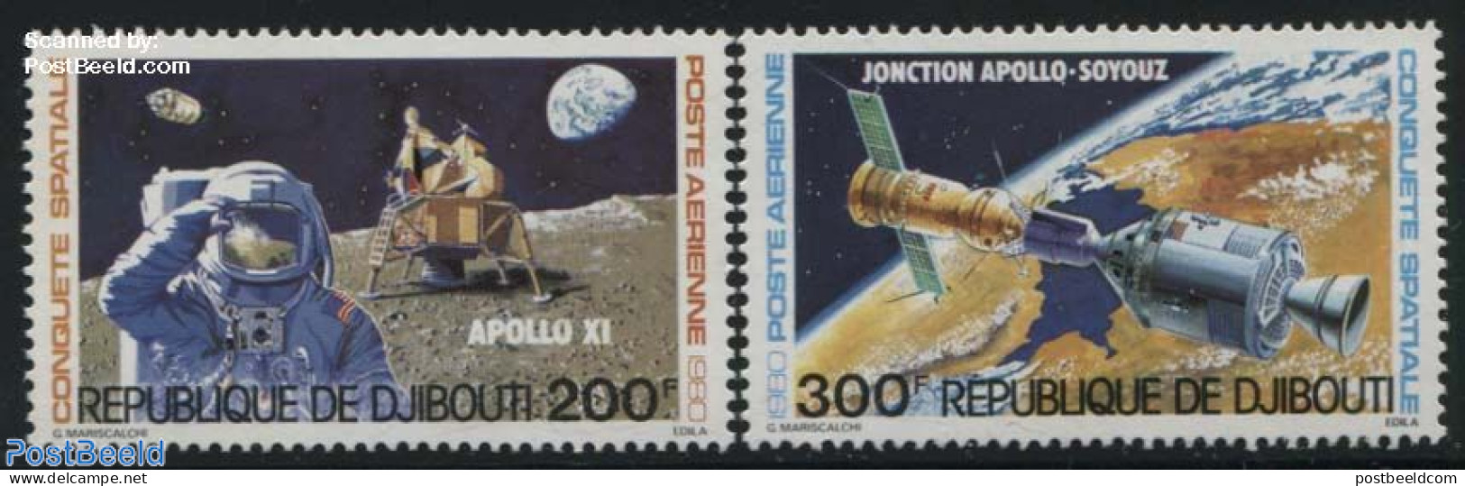 Djibouti 1980 Space Exploration 2v, Mint NH, Transport - Space Exploration - Djibouti (1977-...)