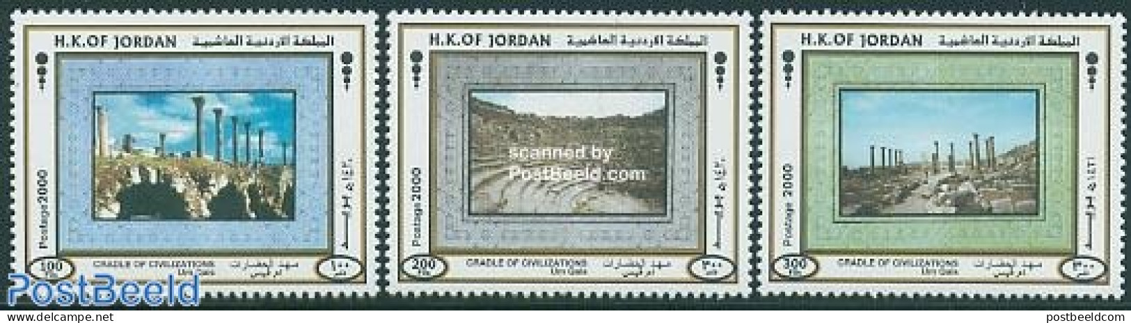 Jordan 2000 Cradle Of Civilisation 3v, Mint NH, History - Archaeology - Archäologie