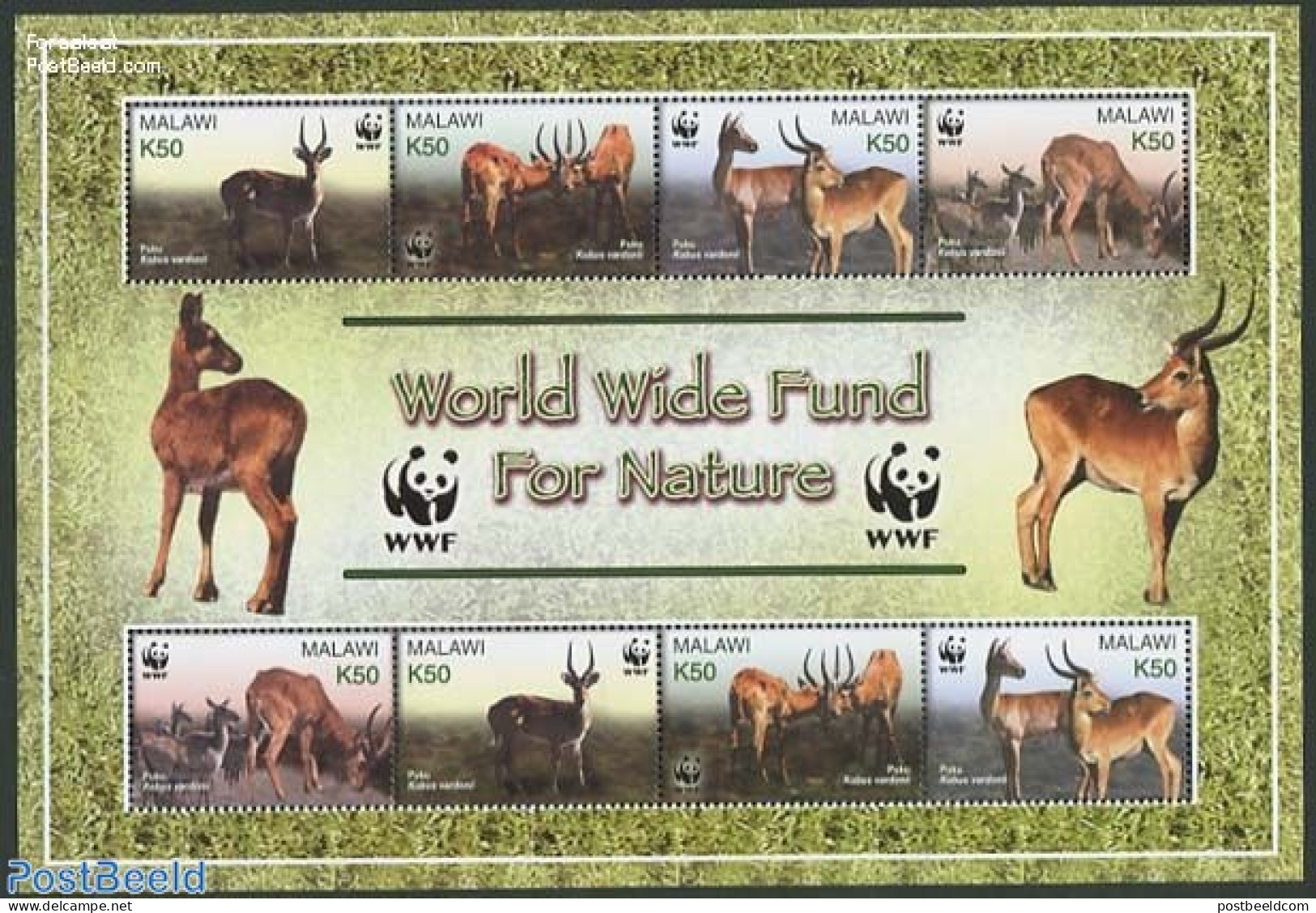 Malawi 2003 WWF, Puku M/s, Mint NH, Nature - Animals (others & Mixed) - World Wildlife Fund (WWF) - Malawi (1964-...)