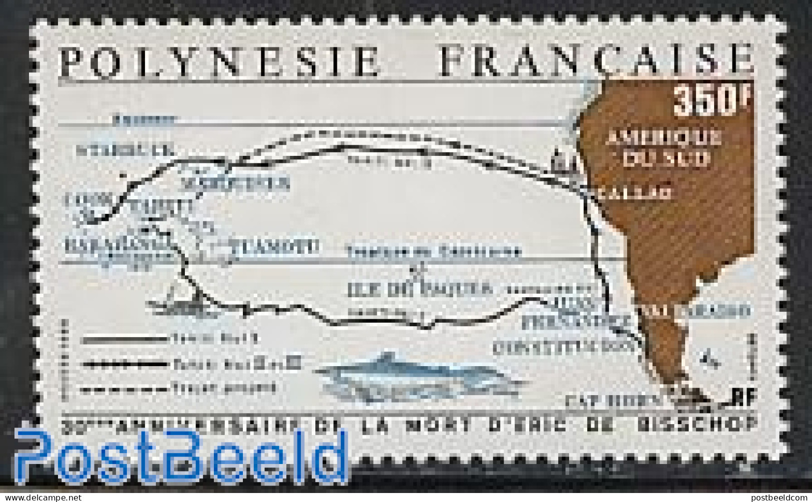 French Polynesia 1988 E. De Bisschop 1v, Mint NH, History - Various - Explorers - Maps - Ongebruikt