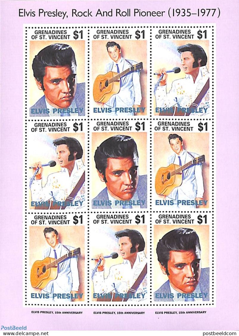 Saint Vincent & The Grenadines 1992 ELVIS PRESLEY M/s, Mint NH, Performance Art - Elvis Presley - Music - Popular Music - Elvis Presley