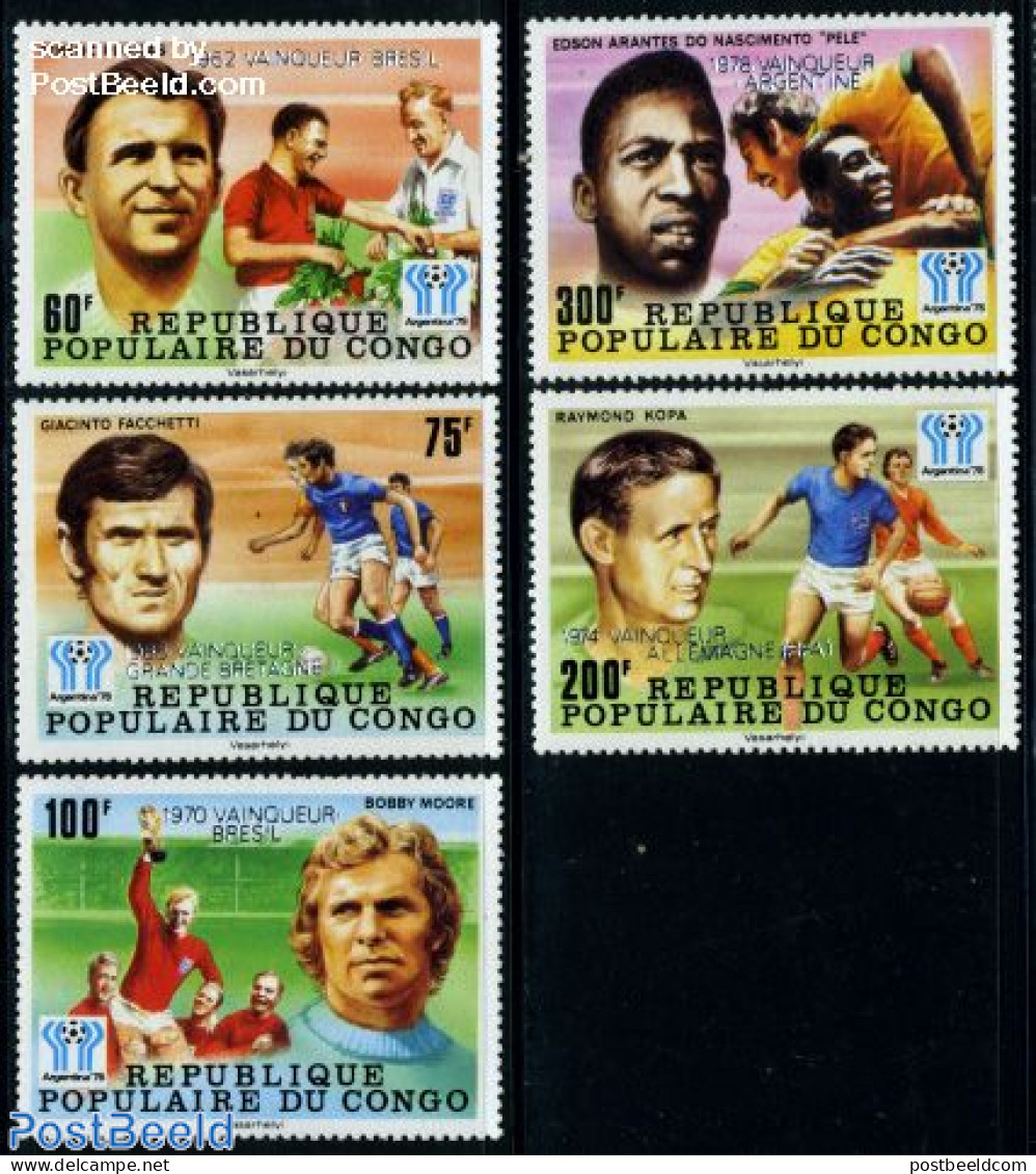 Congo Republic 1978 Football Winners Argentina 5v, Mint NH, Sport - Football - Altri & Non Classificati