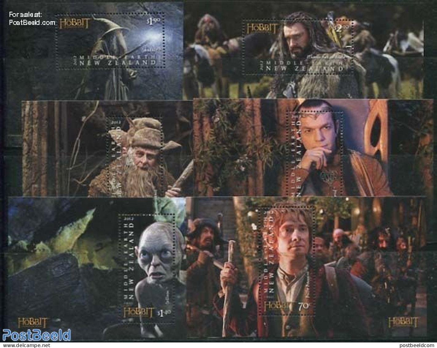 New Zealand 2012 Tolkien, The Hobbit 6 S/s, Mint NH, Performance Art - Film - Movie Stars - Art - Science Fiction - Nuovi