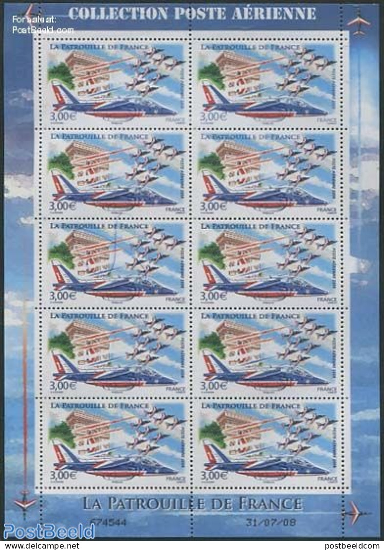 France 2008 La Patrouille De France M/s, Mint NH, Transport - Aircraft & Aviation - Unused Stamps