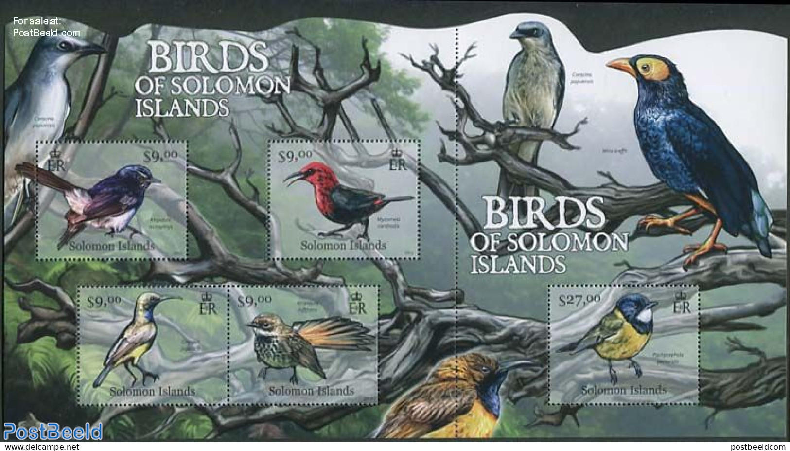 Solomon Islands 2012 Birds 5v M/s, Mint NH, Nature - Birds - Solomoneilanden (1978-...)