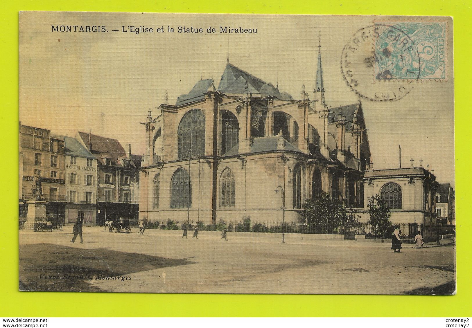 45 MONTARGIS Eglise Et Statue De Mirabeau Attelage Ameublement Pharmacie VOIR DOS - Montargis