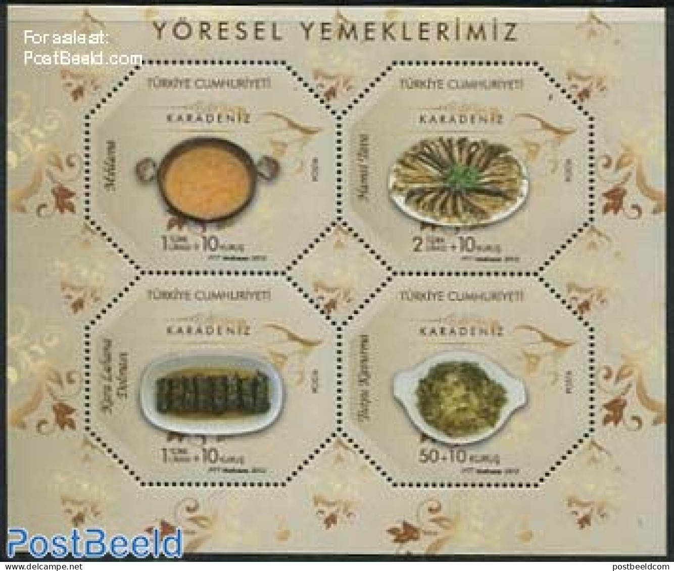 Türkiye 2012 Regional Food 4v M/s, Mint NH, Health - Food & Drink - Sonstige & Ohne Zuordnung