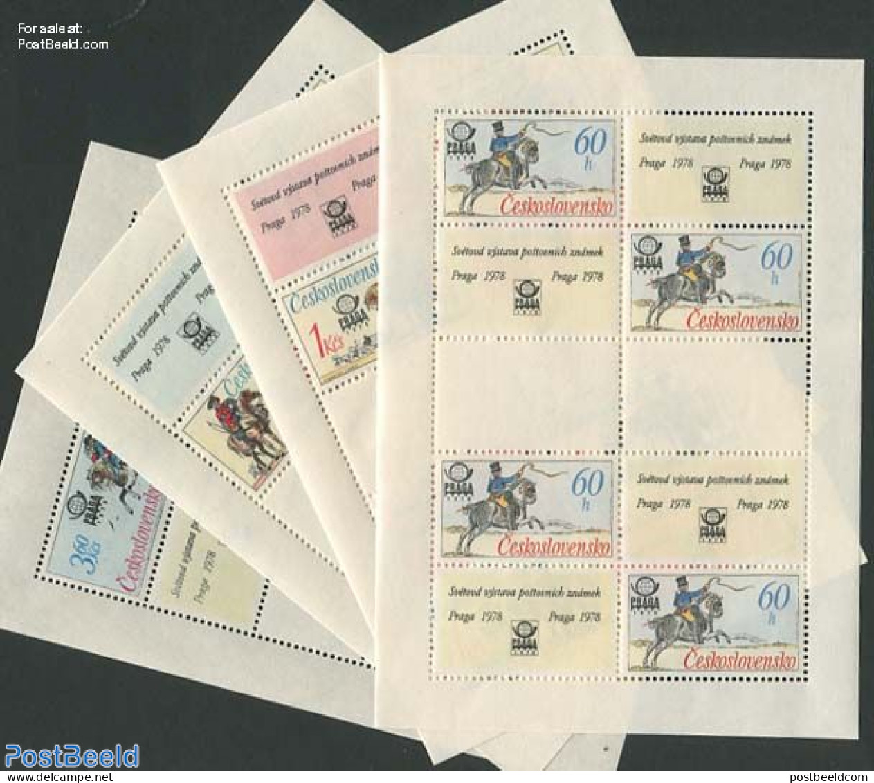 Czechoslovkia 1977 Praga 78, Horses 4 M/ss, Mint NH, Nature - Horses - Philately - Post - Autres & Non Classés