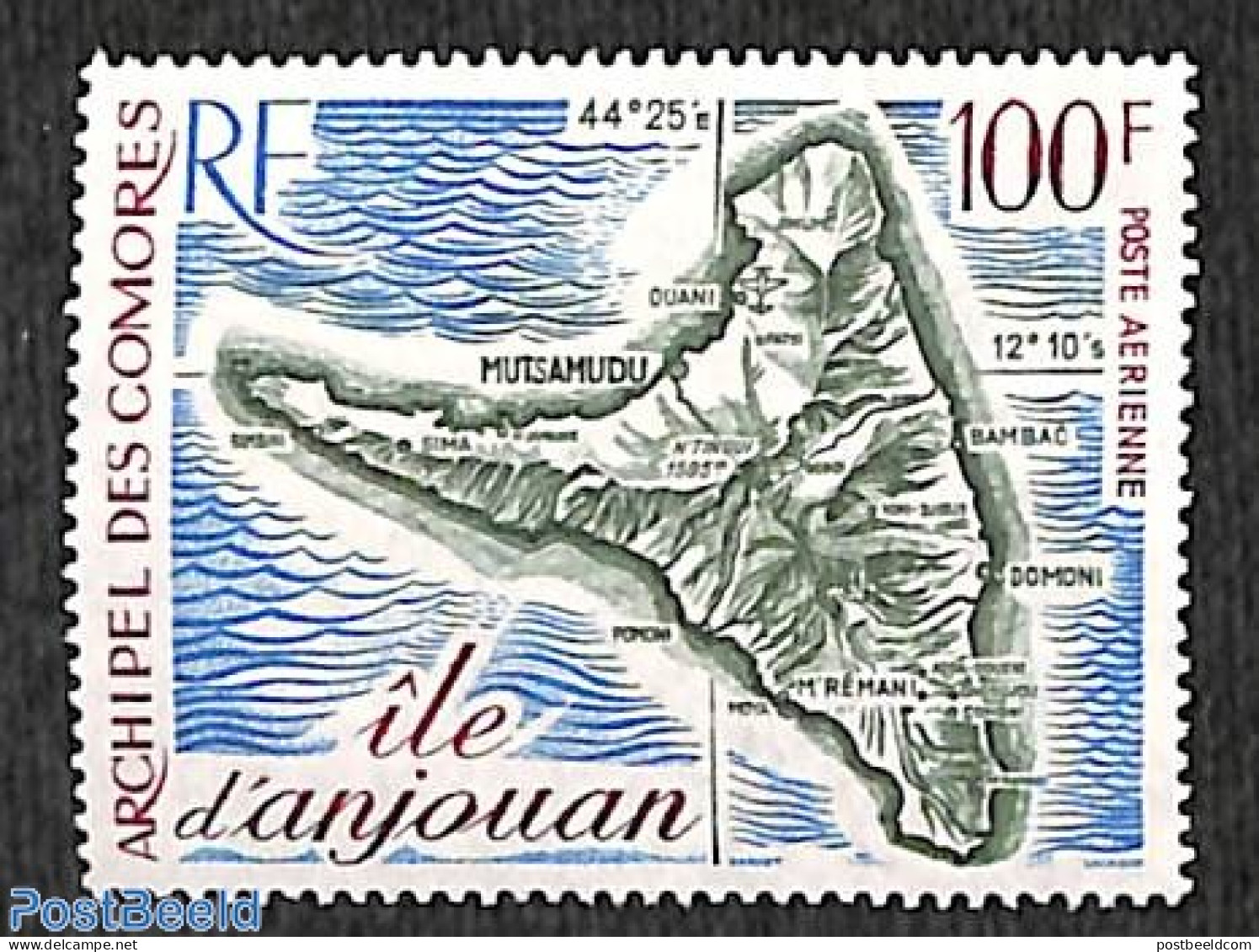 Comoros 1972 Map Of Anjouan 1v, Mint NH, Various - Maps - Géographie