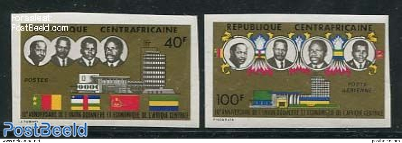 Central Africa 1974 UDEAC 2v, Imperforated, Mint NH, History - Flags - Centrafricaine (République)