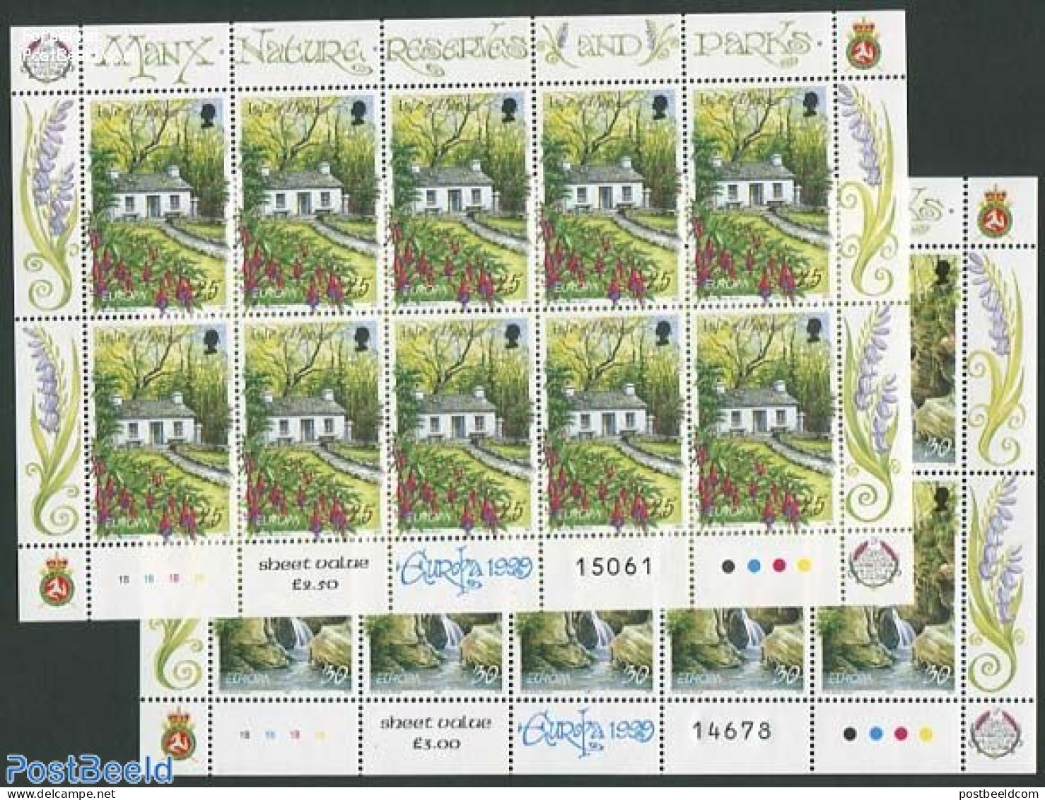 Isle Of Man 1999 Europa, Parks 2 M/ss, Mint NH, History - Nature - Europa (cept) - Gardens - Man (Ile De)