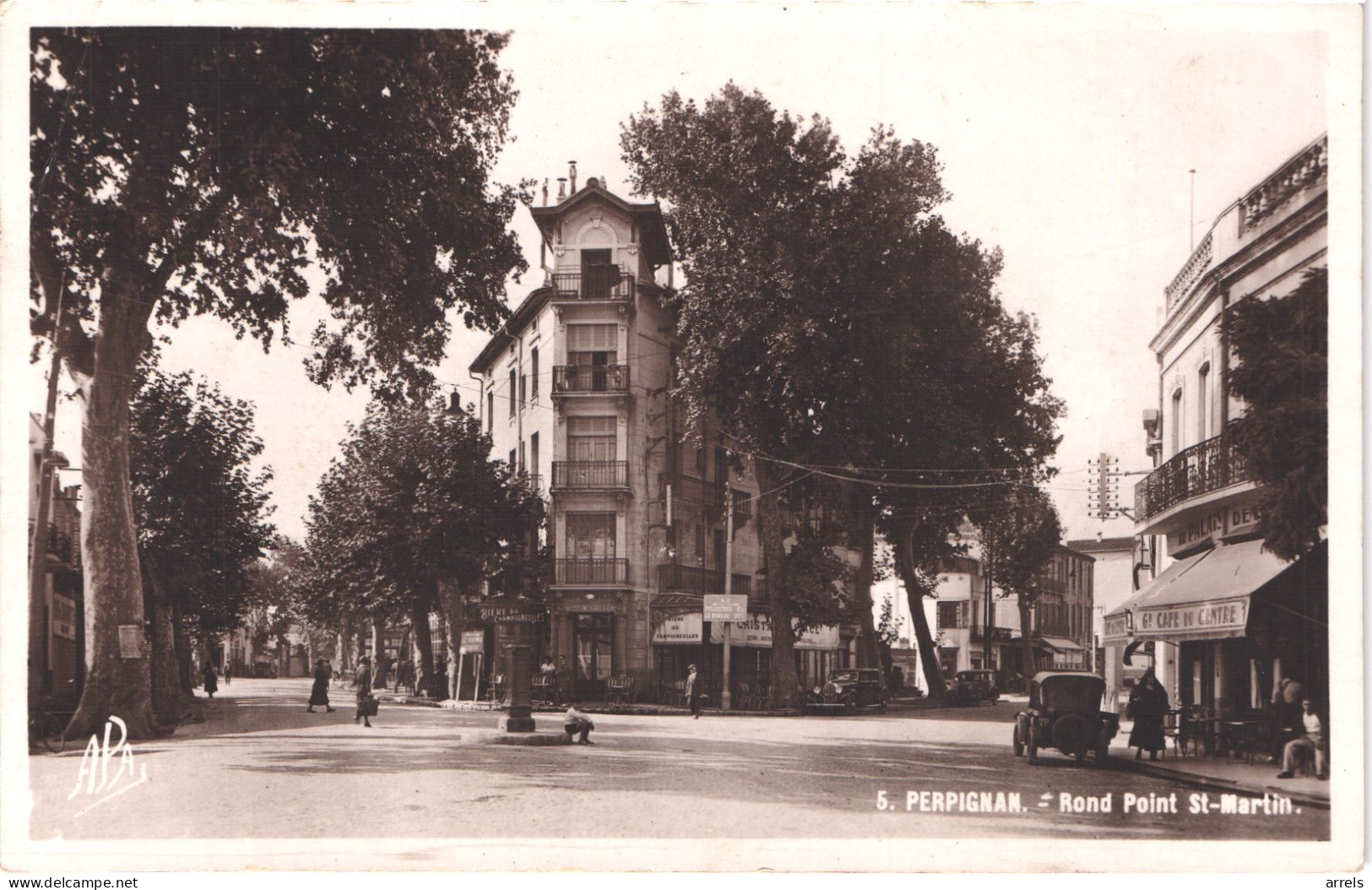 FR66 PERPIGNAN - Phototypie Tarnaise Poux APA 5 Glacée - Rond Point Saint Martin - Café - Animée - Belle - Perpignan