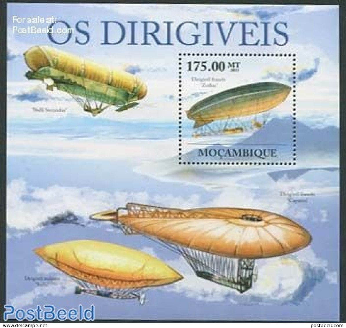 Mozambique 2011 Airships S/s, Mint NH, Transport - Balloons - Zeppelins - Montgolfières