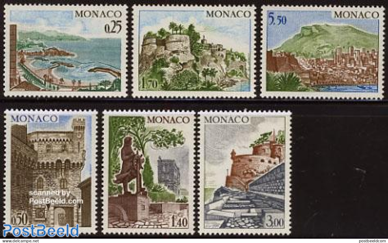Monaco 1974 Definitives, Views 6v, Mint NH, Art - Castles & Fortifications - Neufs