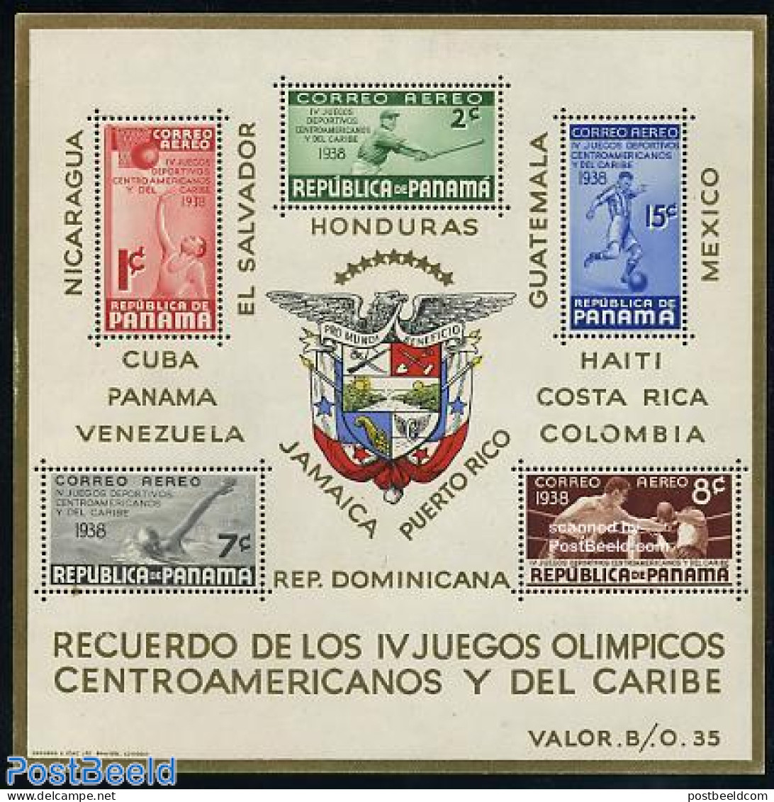 Panama 1938 Panamerican Games S/s, Mint NH, Sport - Baseball - Basketball - Boxing - Sport (other And Mixed) - Baseball