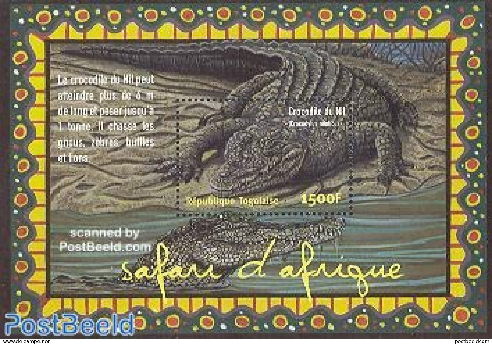 Togo 2001 Safari, Crocodile S/s, Mint NH, Nature - Animals (others & Mixed) - Togo (1960-...)