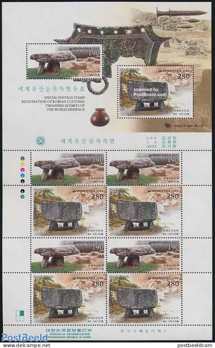 Korea, South 2003 World Heritage M/s, Mint NH, History - Archaeology - World Heritage - Archéologie