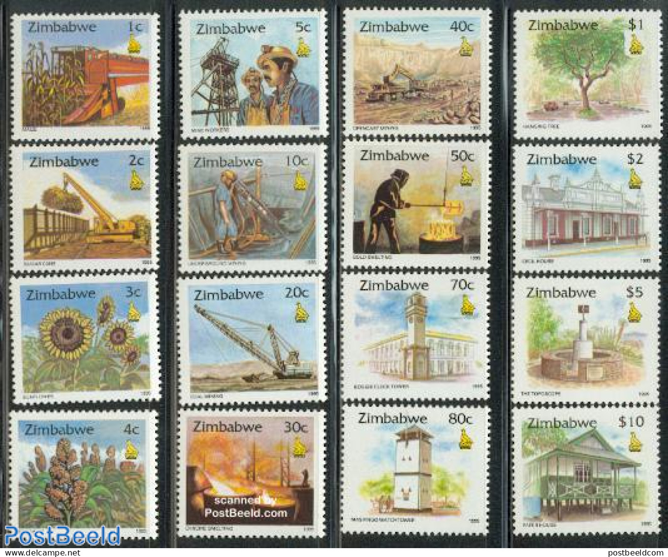 Zimbabwe 1995 Definitives 16v, Mint NH, Science - Various - Mining - Agriculture - Agriculture