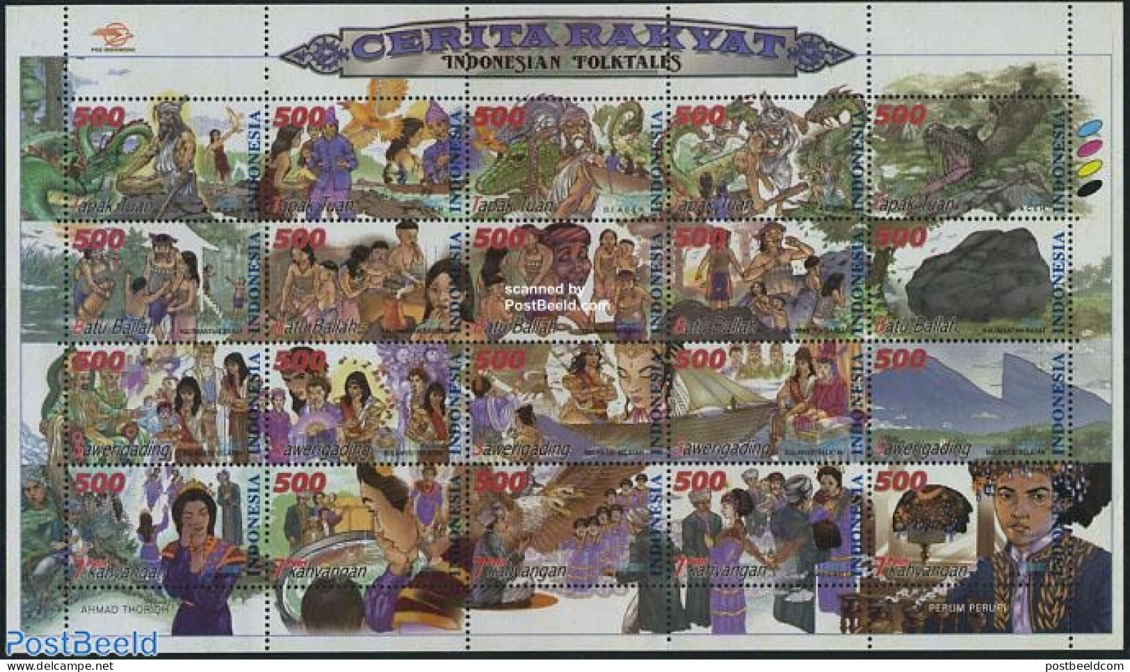 Indonesia 2000 Fairy Tales 20v M/s, Mint NH, Art - Fairytales - Fiabe, Racconti Popolari & Leggende