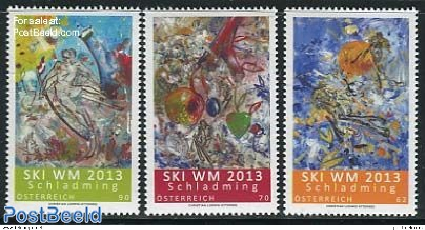 Austria 2013 Ski World Championship 3v, Mint NH, Sport - Skiing - Art - Modern Art (1850-present) - Neufs