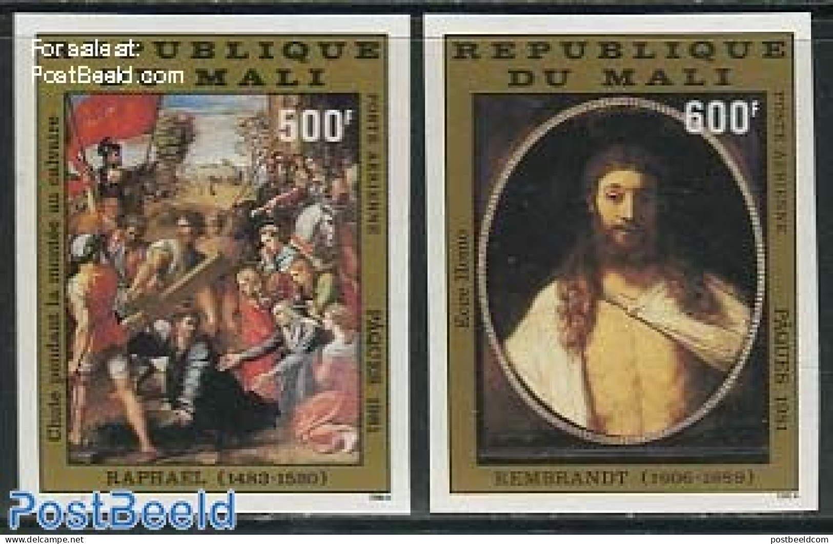 Mali 1981 Old Masters Paintings 2v, Imperforated, Mint NH, Art - Paintings - Raphael - Rembrandt - Mali (1959-...)