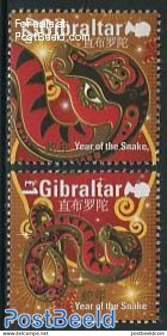 Gibraltar 2013 Year Of The Snake 2v, Mint NH, Nature - Various - Snakes - New Year - Año Nuevo